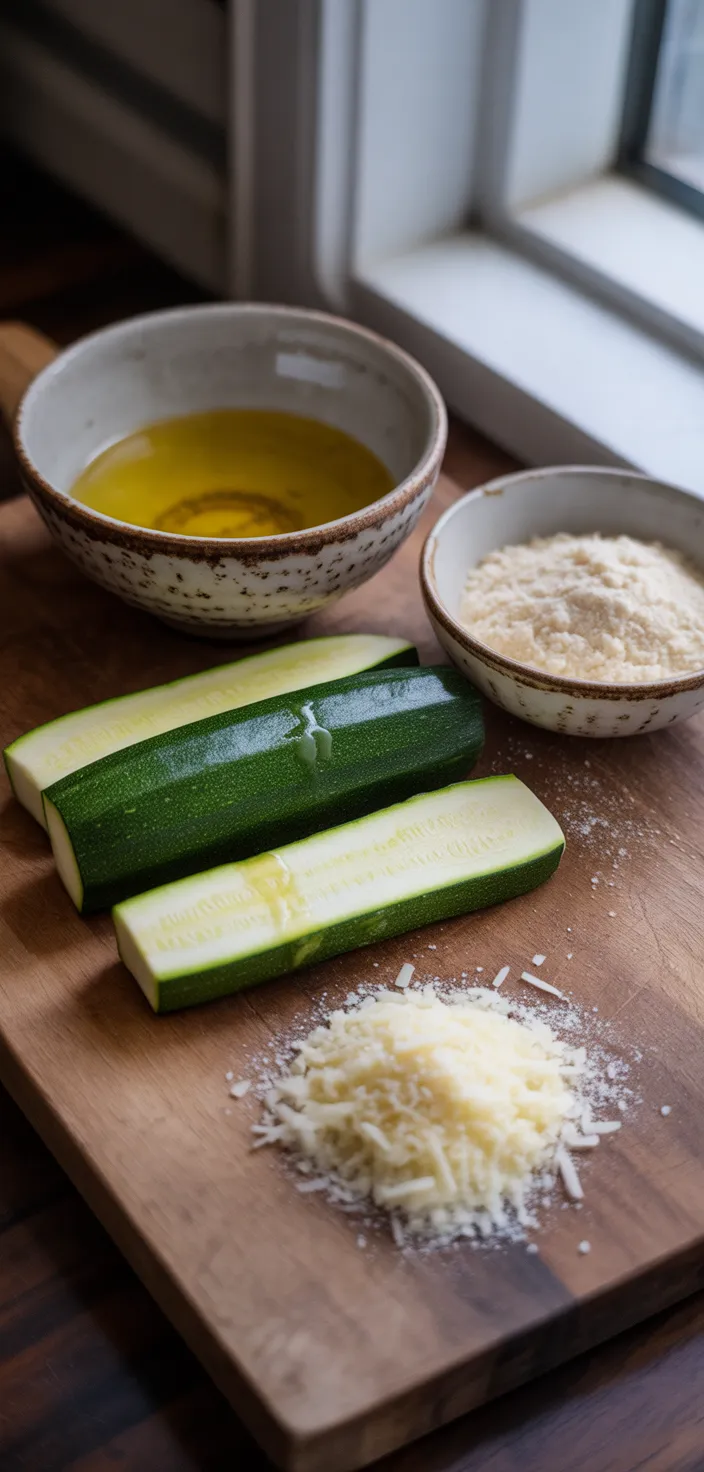 Ingredients photo for Baked Zucchini Fries With Parmesan KETO, LOW CARB Recipe