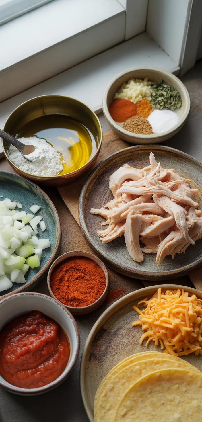 Ingredients photo for CHICKEN ENCHILADAS WITH HOMEMADE RED ENCHILADA SAUCE Recipe