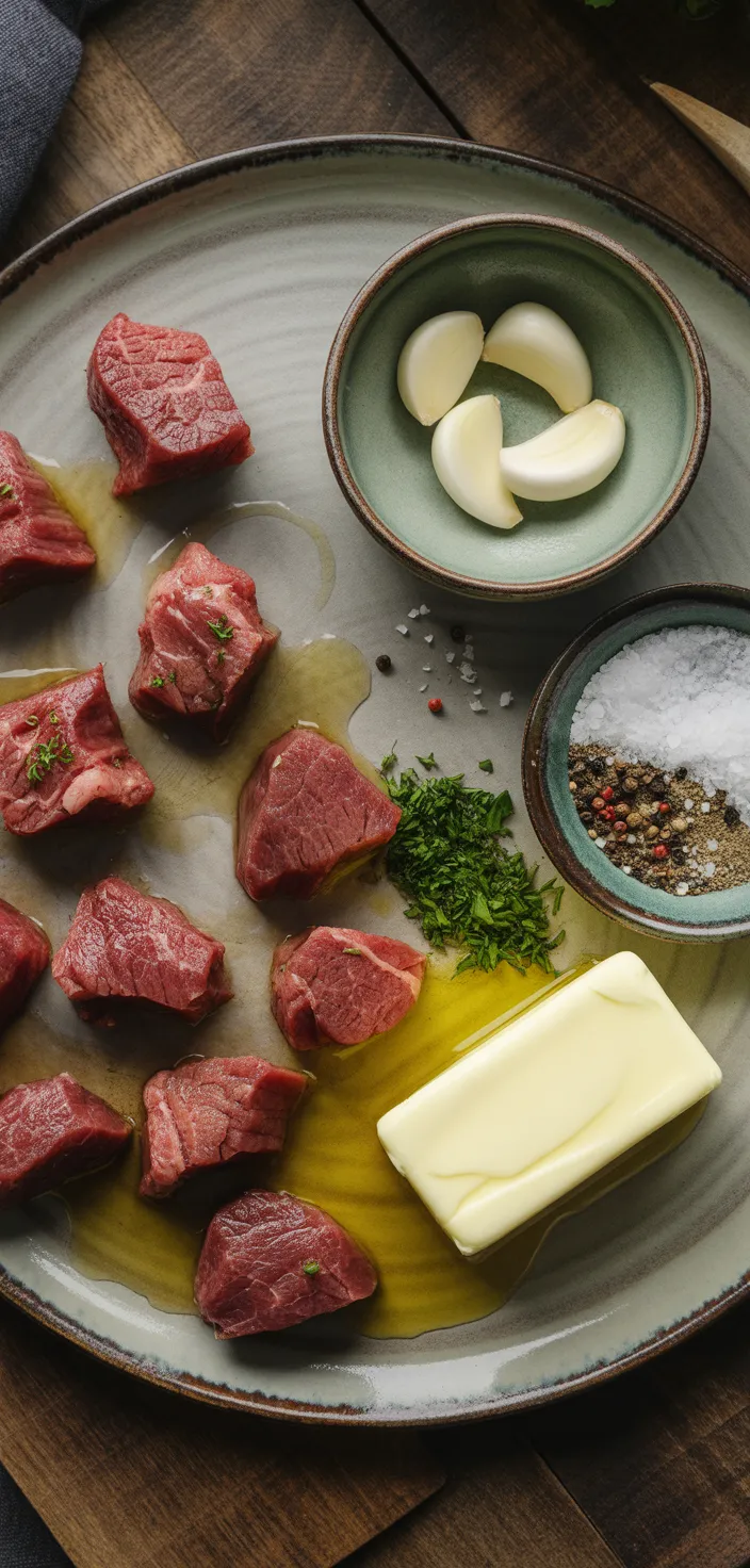Ingredients photo for Steak Bites With Garlic Butter Recipe