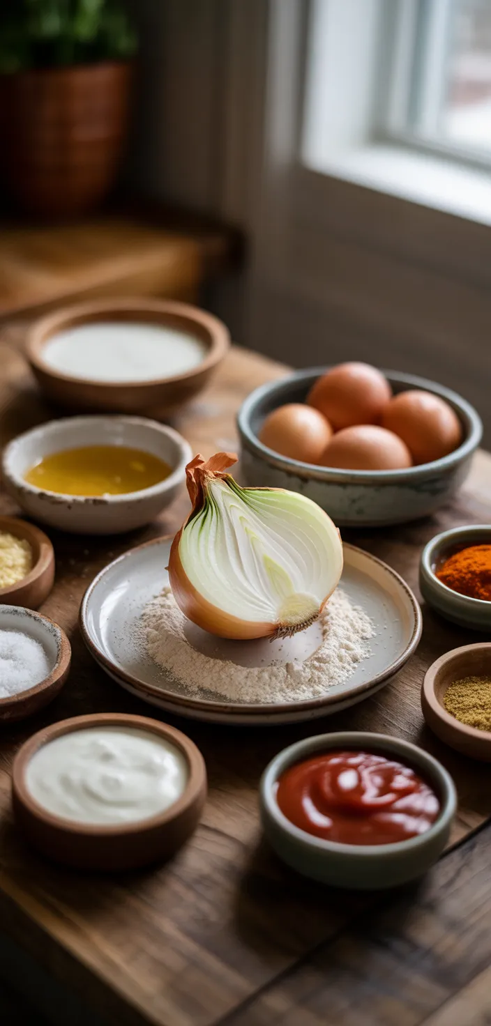 Ingredients photo for Blooming Onion Bites With Dipping Sauce Recipe