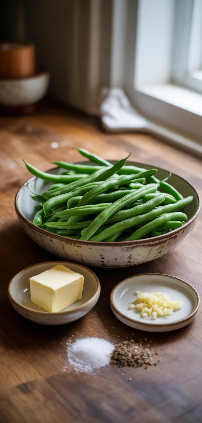 Ingredients photo for Buttery Garlic Sauteed Green Beans Recipe