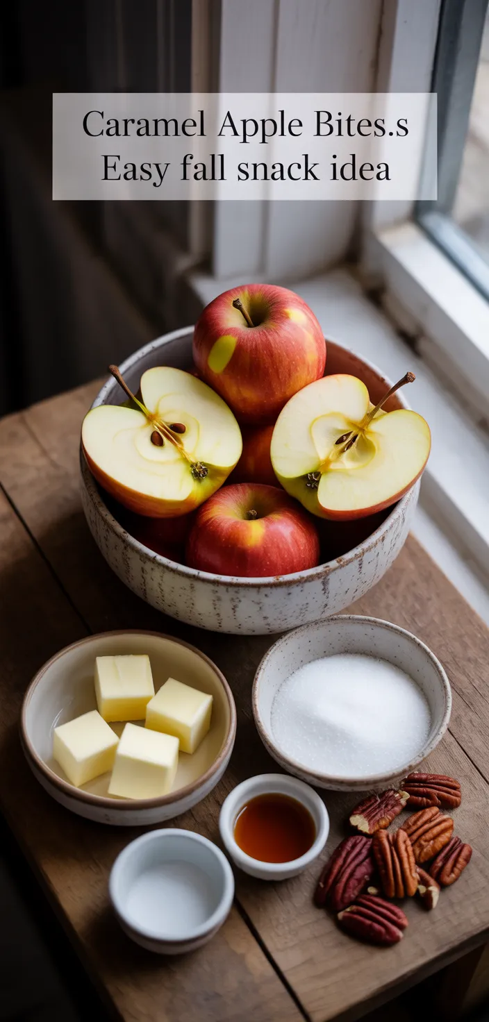 Ingredients photo for Caramel Apple Bites Recipe Easy Fall Snack Idea