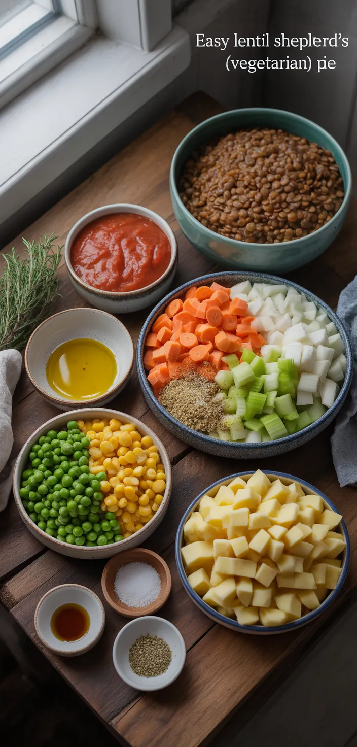 Ingredients photo for Easy Lentil Shepherd's Pie (vegetarian) Recipe