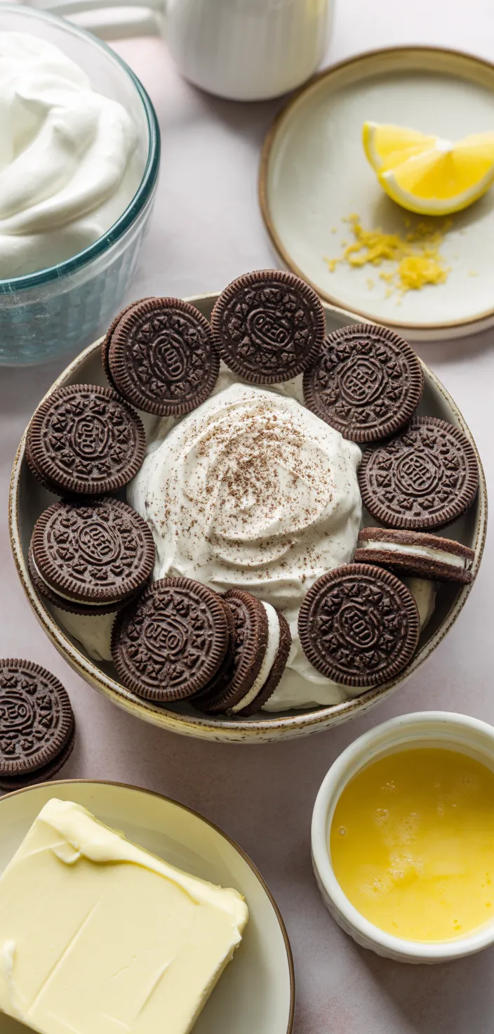 Ingredients photo for Heavenly Lemon Oreo Dessert Recipe