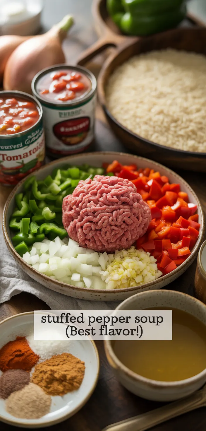 Ingredients photo for Stuffed Pepper Soup (Best Flavor!) Recipe