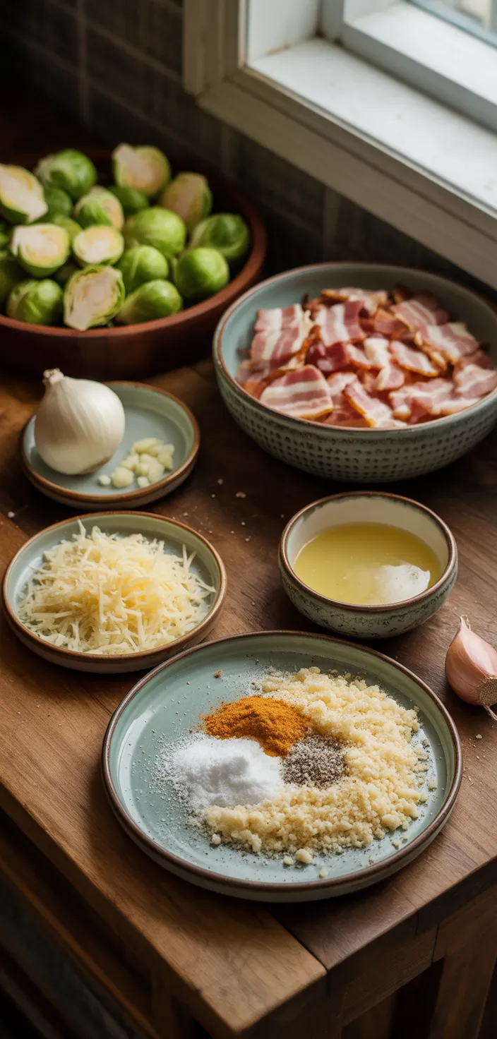 Ingredients photo for Bacon And Brussels Sprouts Gratin Recipe