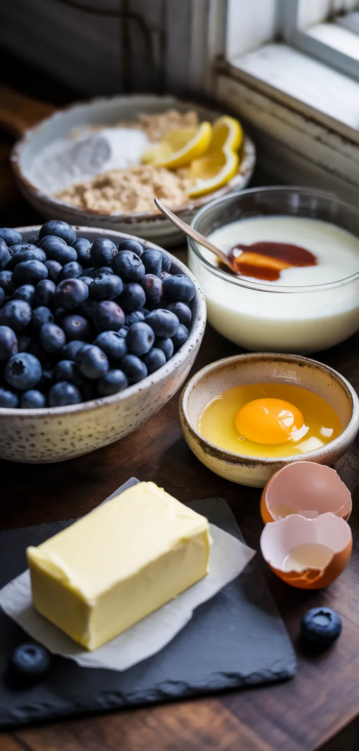 Ingredients photo for Blueberry Lemon Clafoutis Recipe