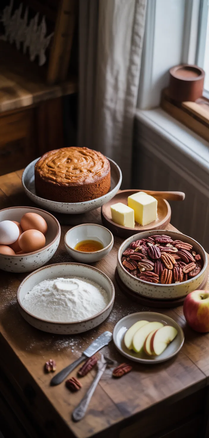 Ingredients photo for Bourbon Apple Cider Cake With Bourbon Cream Cheese Frosting Recipe