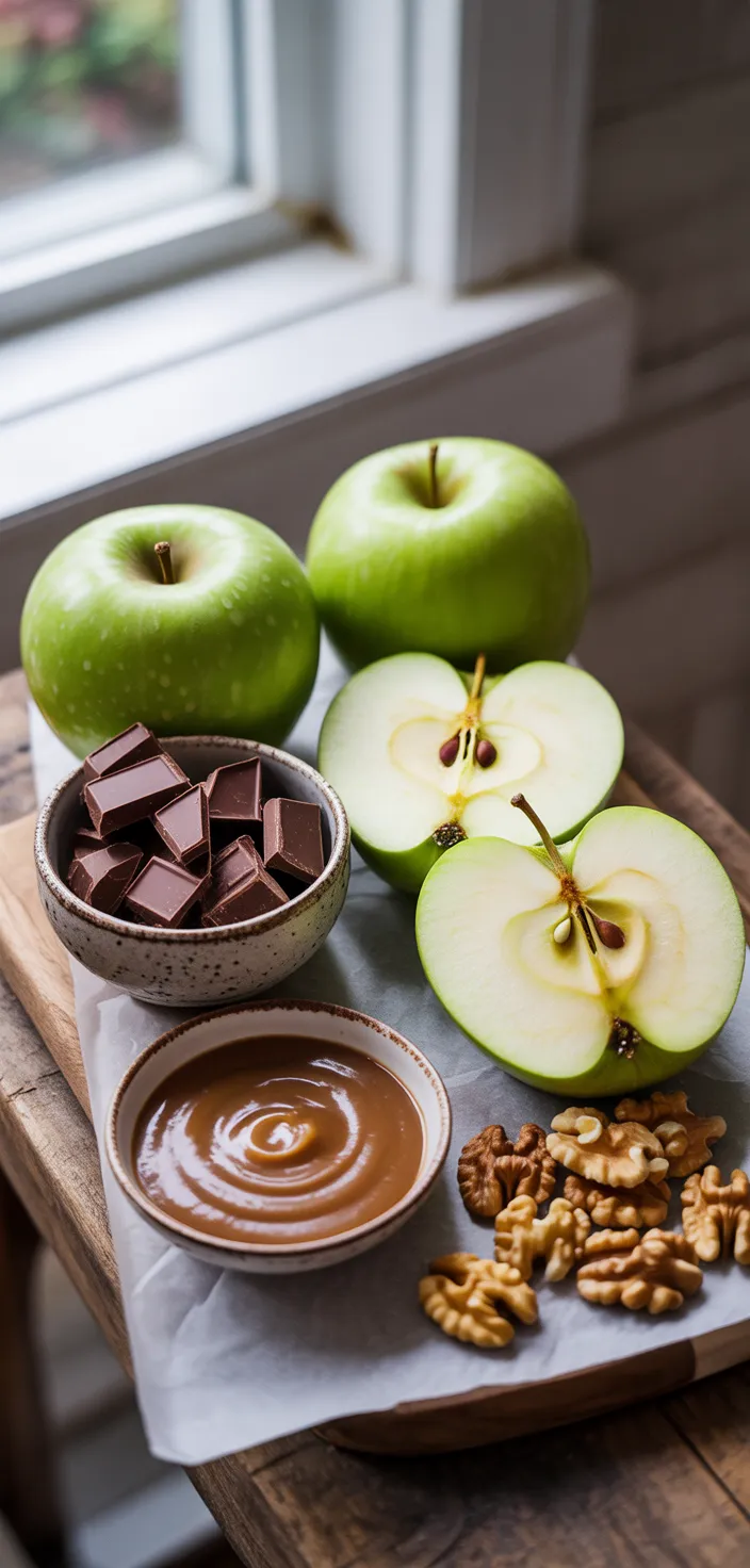 Ingredients photo for Caramel Apple Slices (Chocolate Covered) Recipe