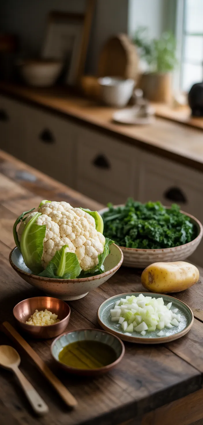 Ingredients photo for Cauliflower Kale Soup Recipe