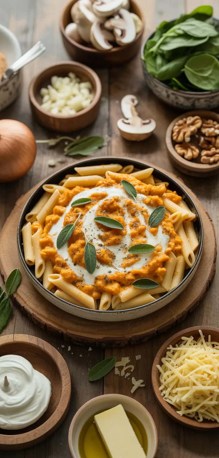 Ingredients photo for Cheesy Pasta Bake With Pumpkin Recipe