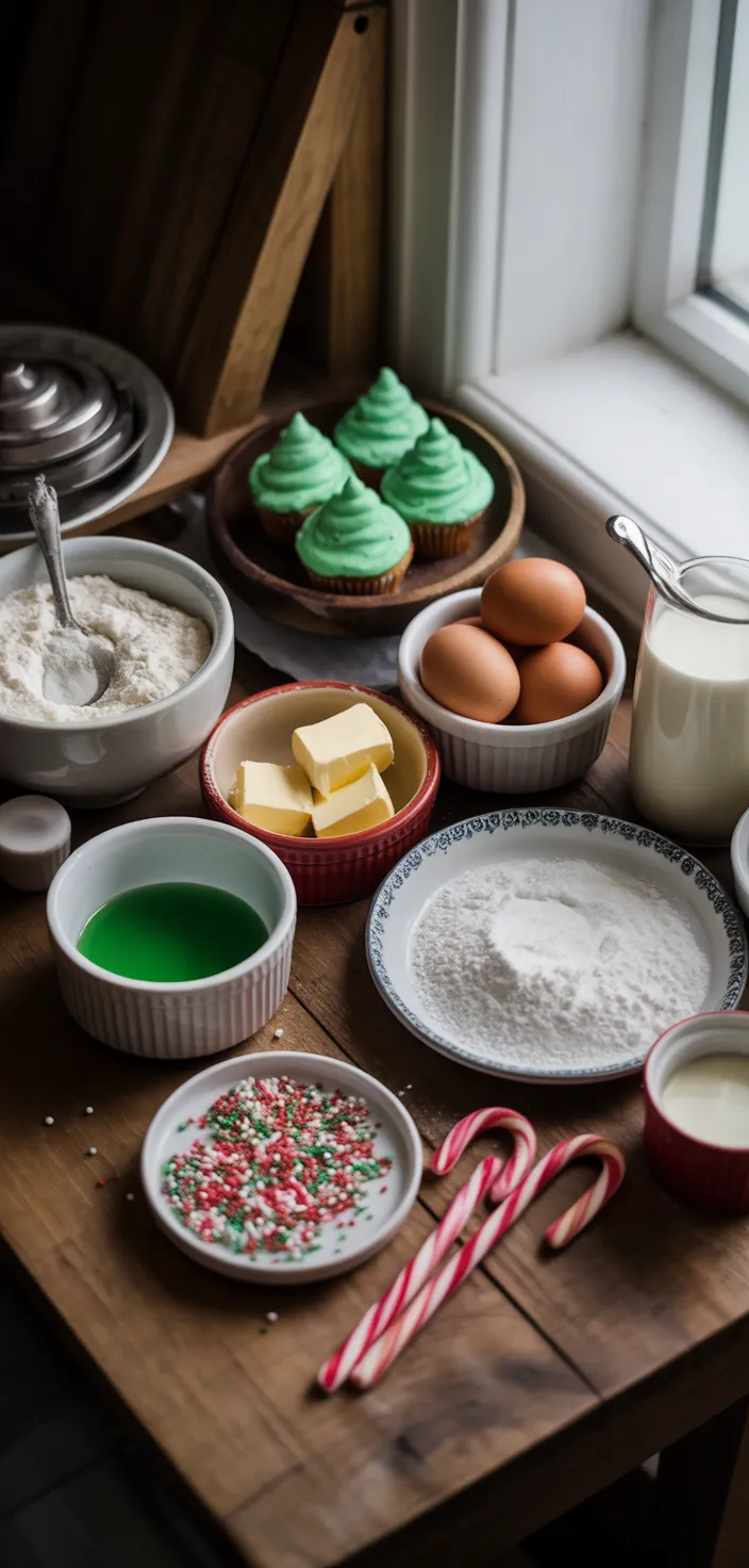 Ingredients photo for Christmas Tree Cupcake Recipe