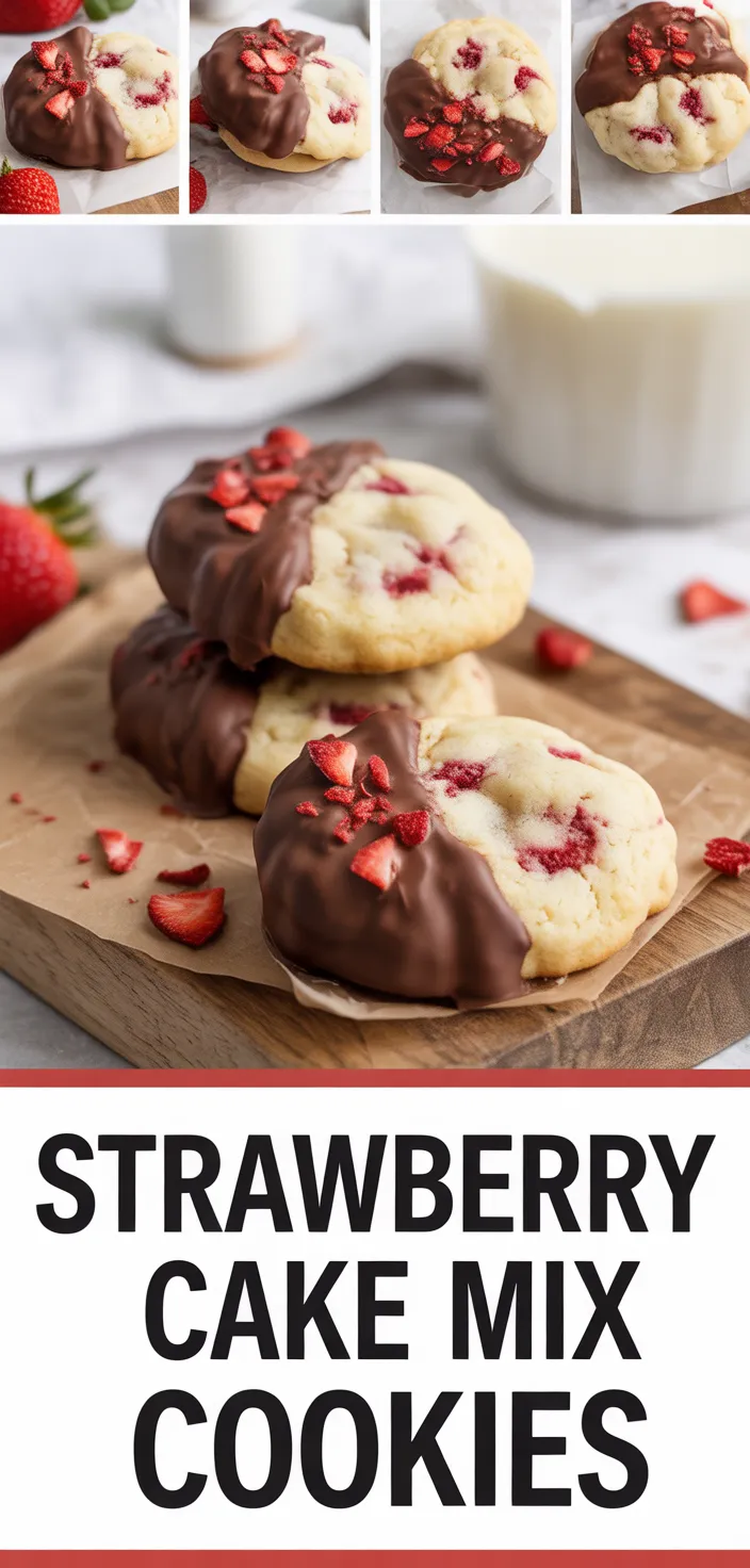 A photo of Strawberry Cake Mix Cookies Recipe