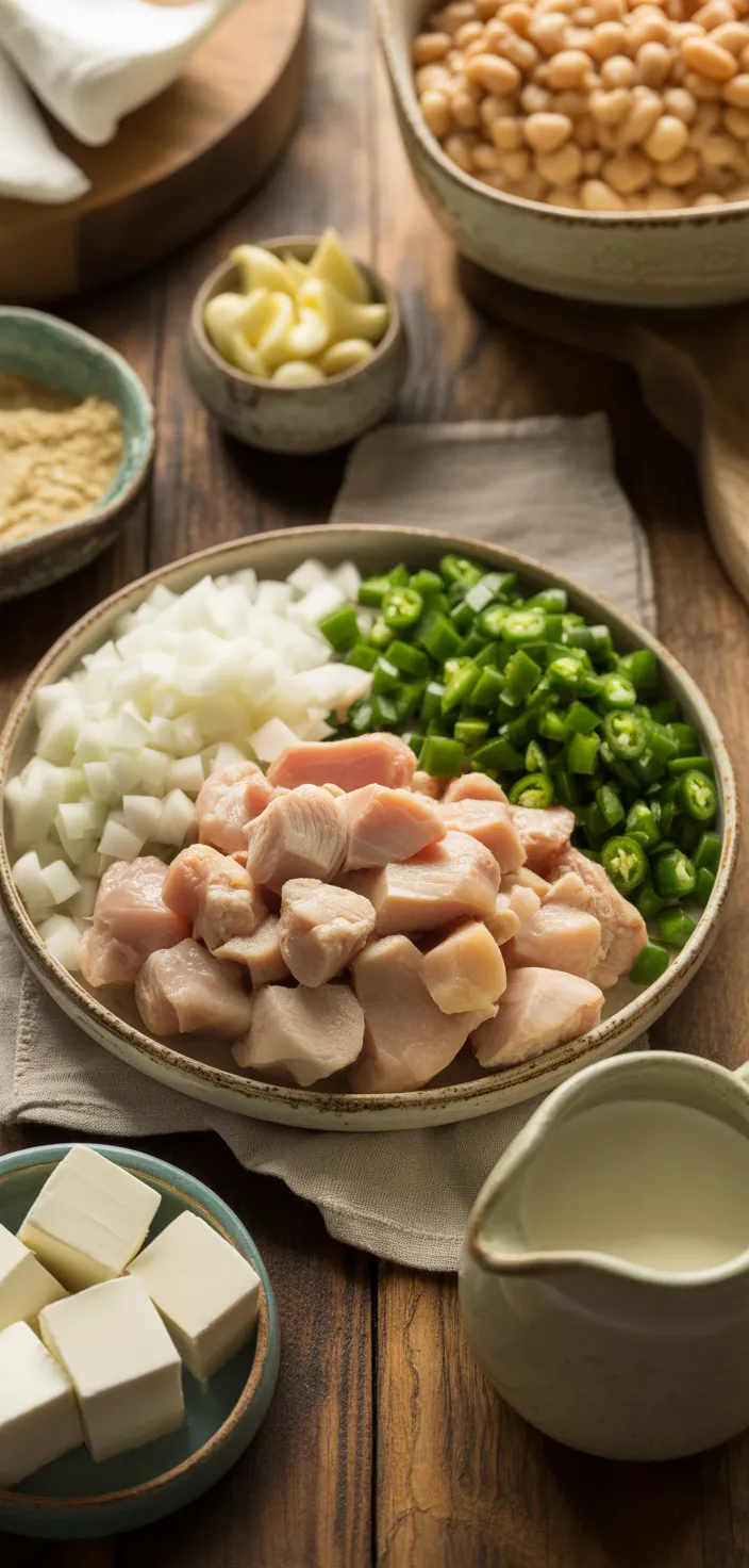 Ingredients photo for Crockpot Creamy White Chicken Chili Recipe