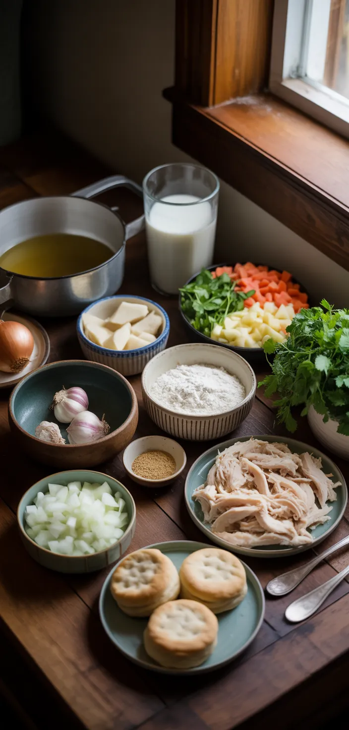 Ingredients photo for Easy Chicken Pot Pie With Biscuits Recipe