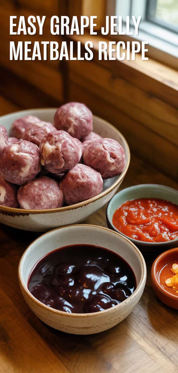 Ingredients photo for Easy Grape Jelly Meatballs Recipe