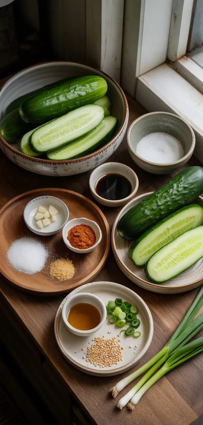 Ingredients photo for Easy Korean Cucumber Salad Recipe