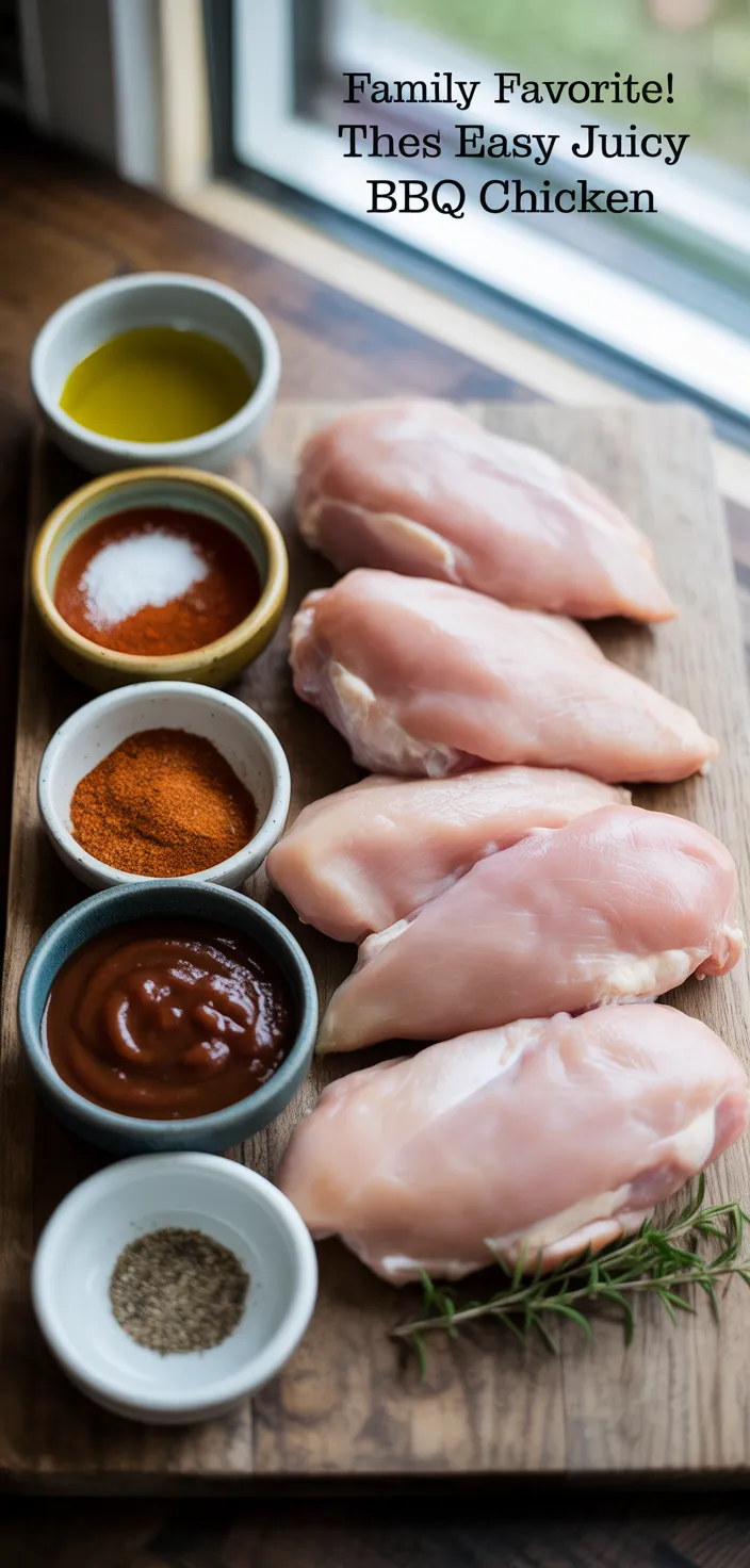 Ingredients photo for FAMILY FAVORITE! THE BEST EASY JUICY BBQ CHICKEN Recipe