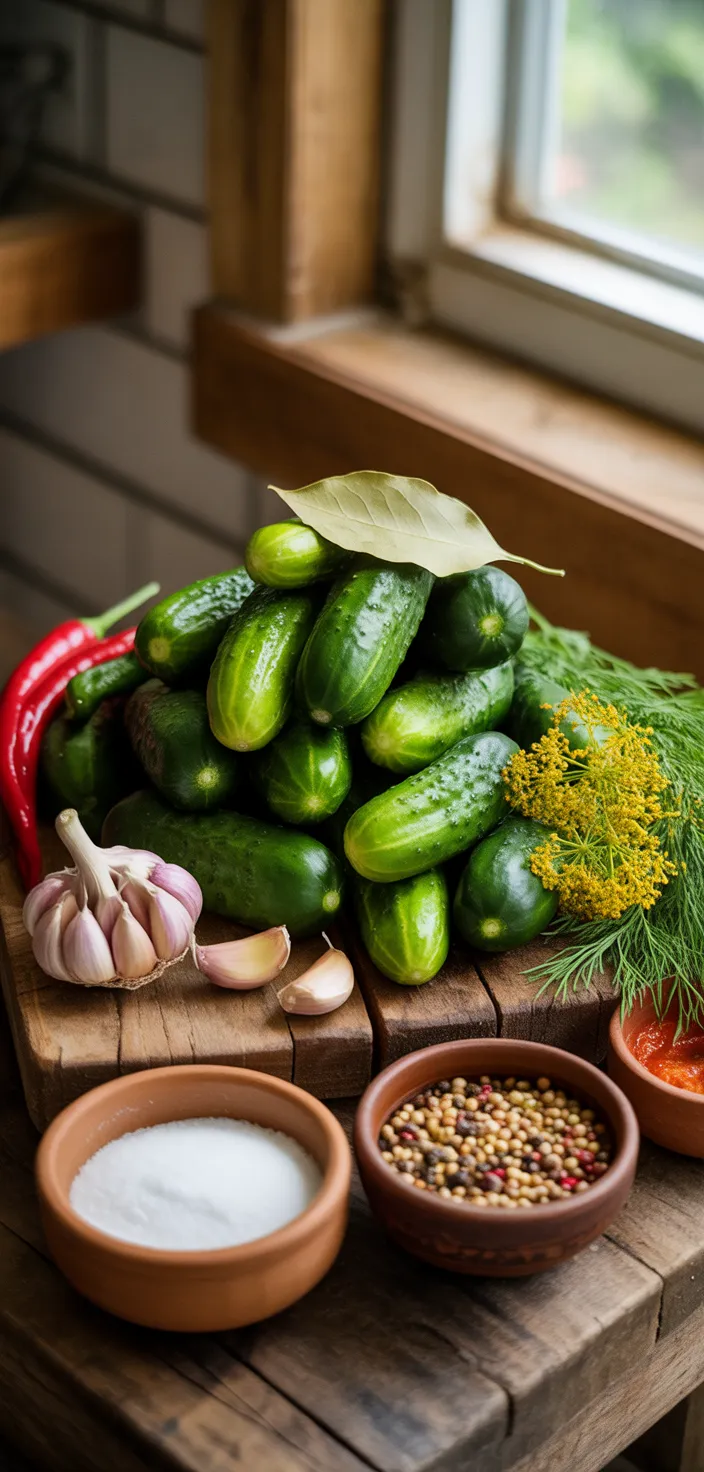Ingredients photo for KILLER SPICY GARLIC DILL PICKLES  Recipe