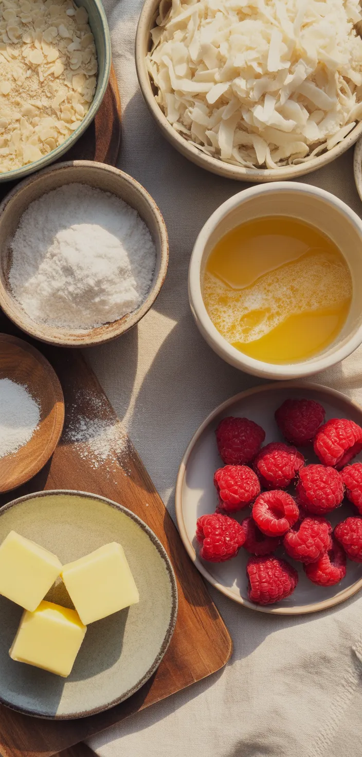 Ingredients photo for Raspberry Coconut Squares (Keto Low Carb) Recipe