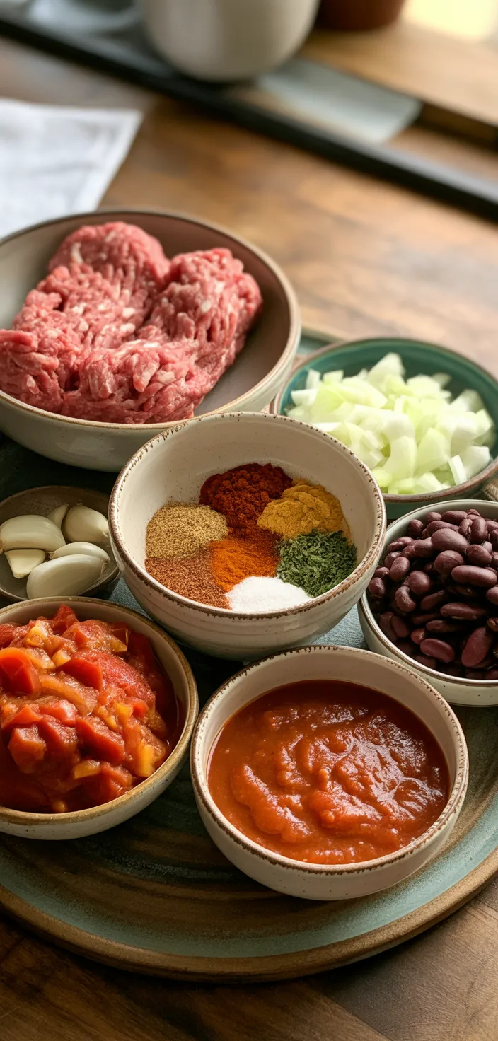 Ingredients photo for Slow Cooker Beef Chili Recipe