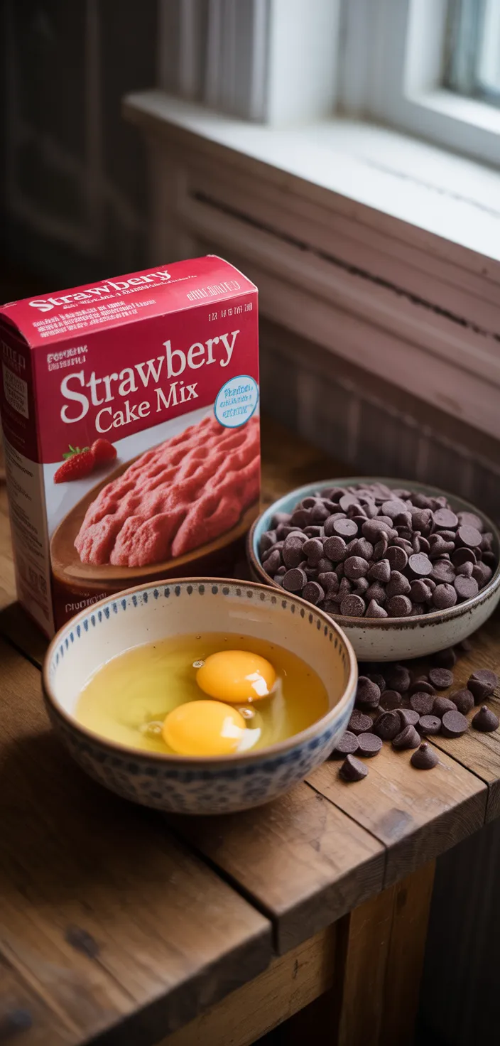 Ingredients photo for Strawberry Cake Mix Cookies Recipe