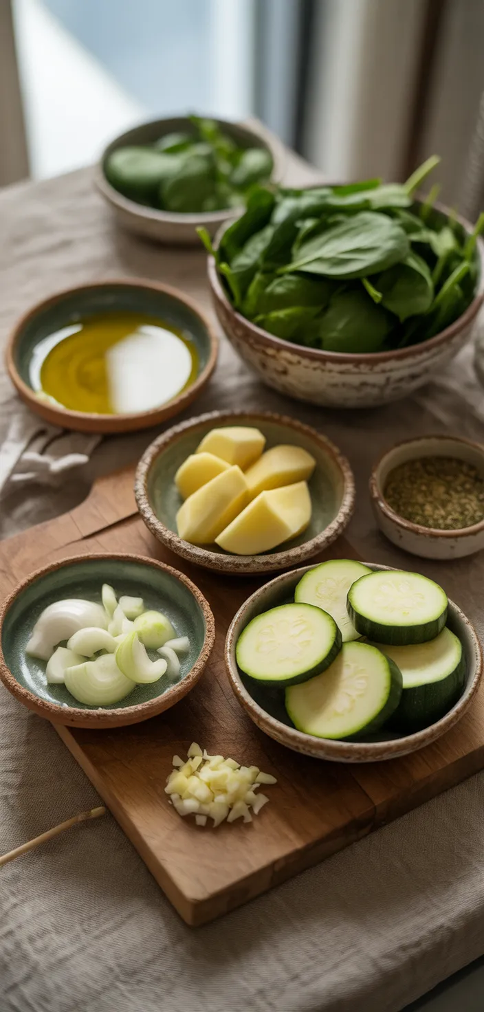 Ingredients photo for Summer Spinach And Zucchini Soup Recipe