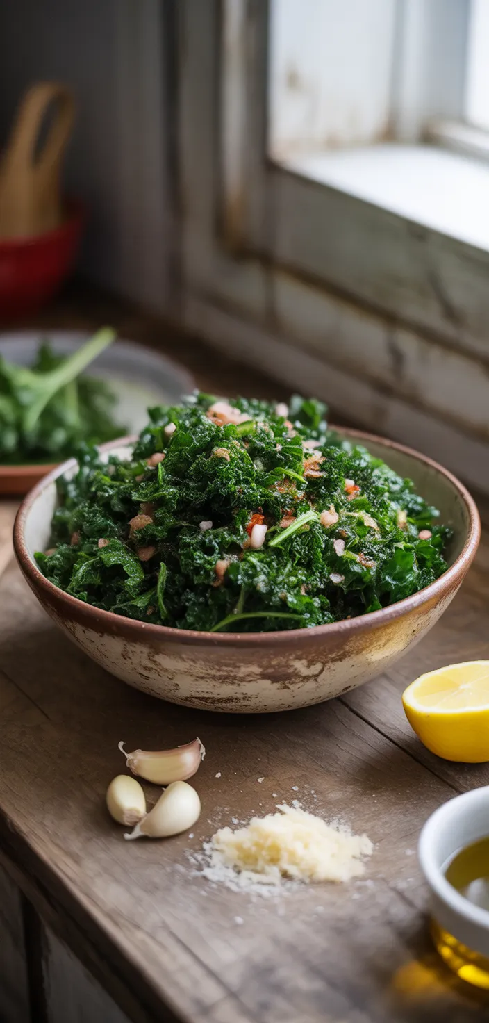 Ingredients photo for The Most Awesome Sauteed Kale  Recipe