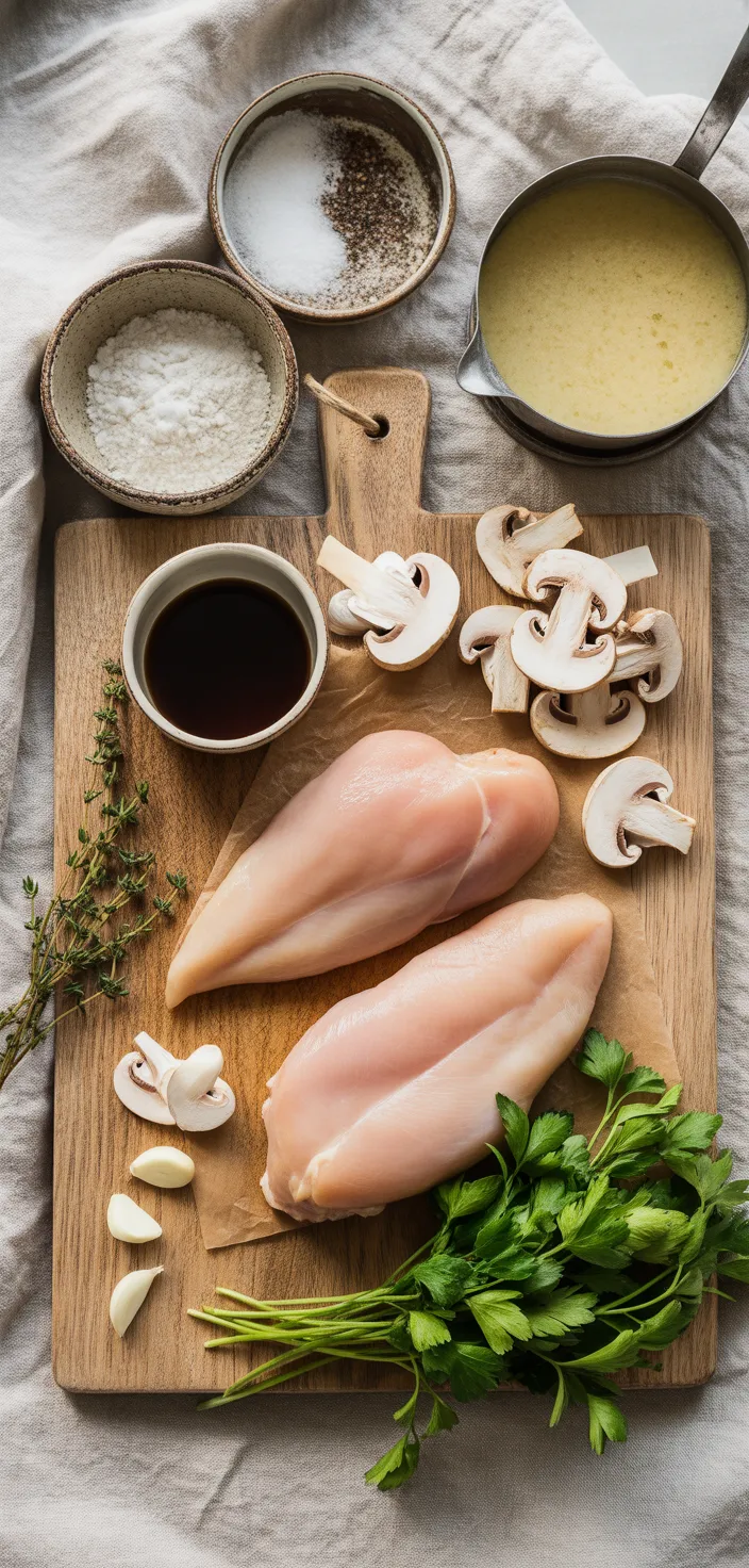 Ingredients photo for Chicken Marsala Recipe {with Creamy Marsala Sauce}