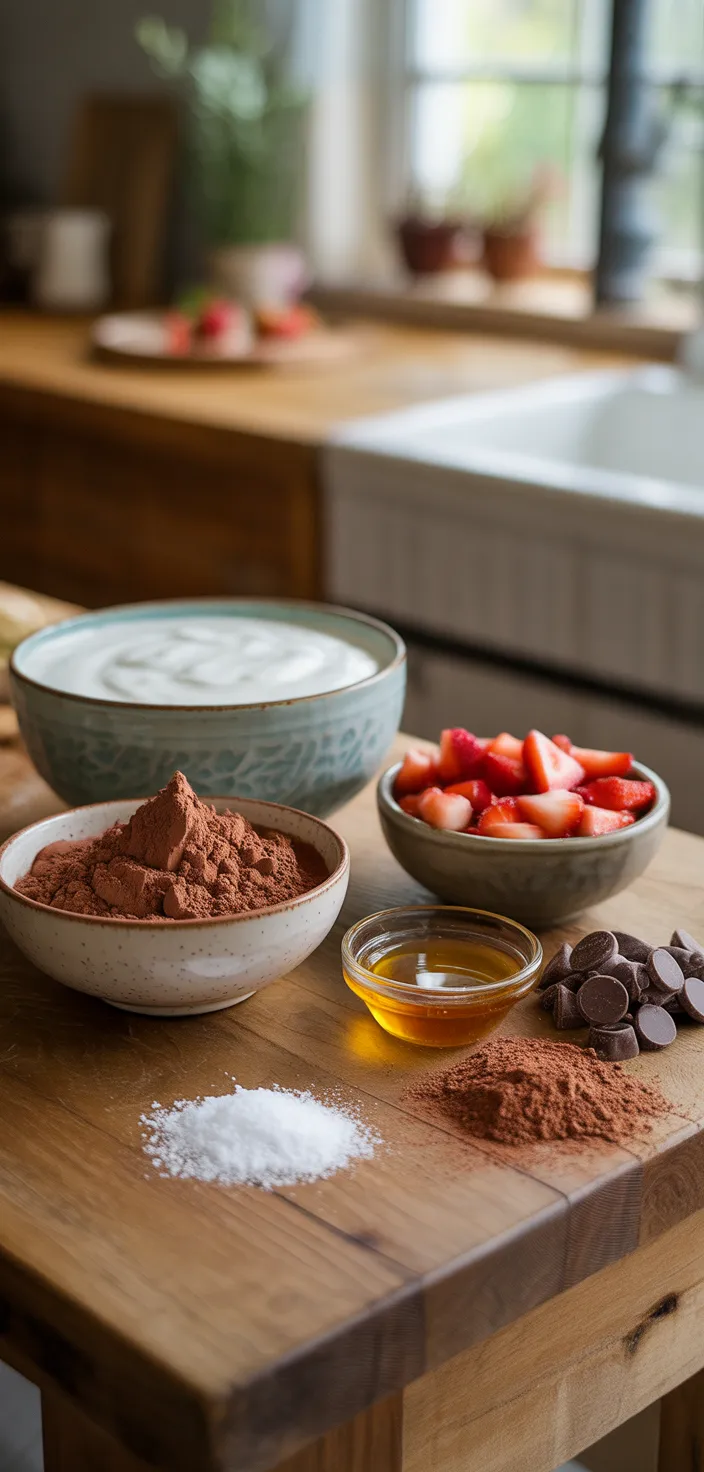 Ingredients photo for Chocolate Strawberry Yogurt Clusters Recipe