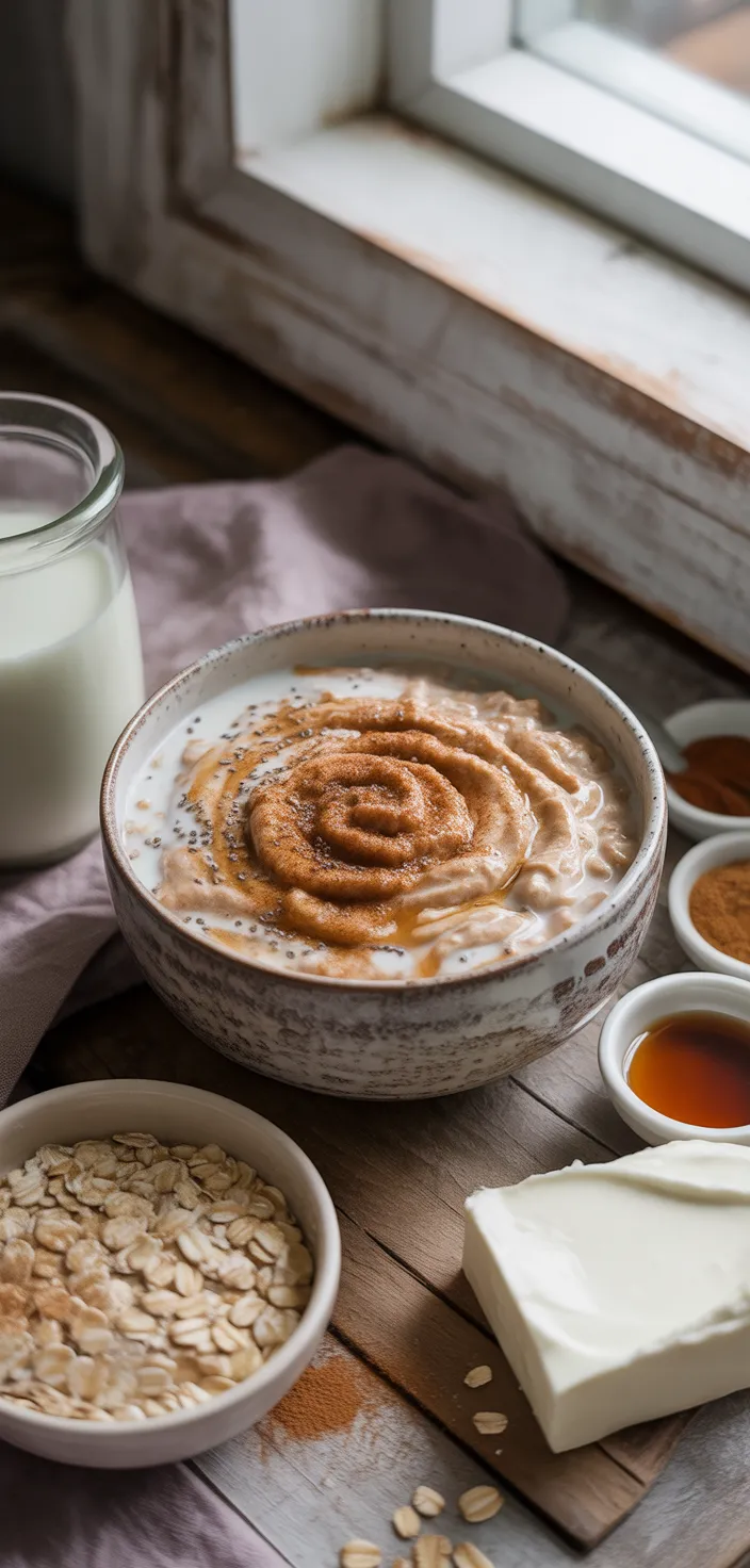 Ingredients photo for Cinnamon Roll Protein Overnight Oats Recipe