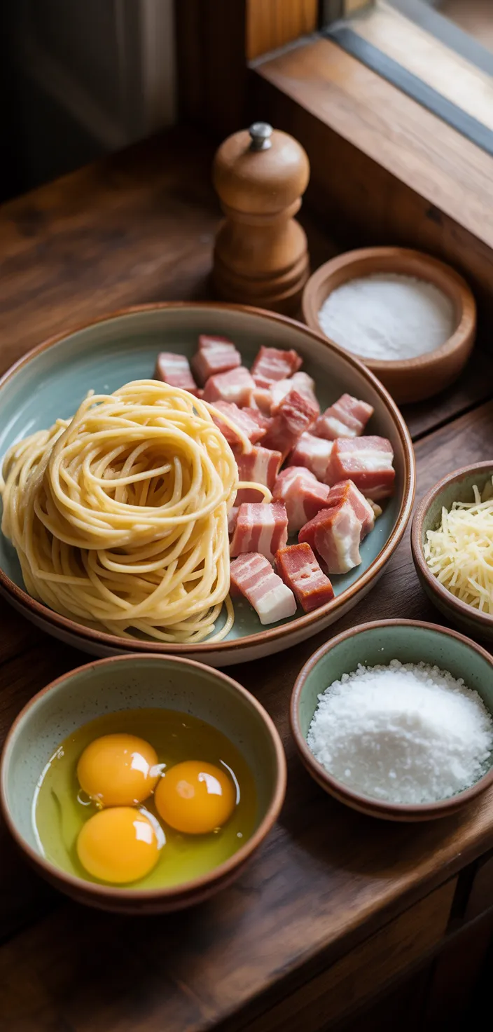 Ingredients photo for Classic Italian Spaghetti Carbonara Recipe