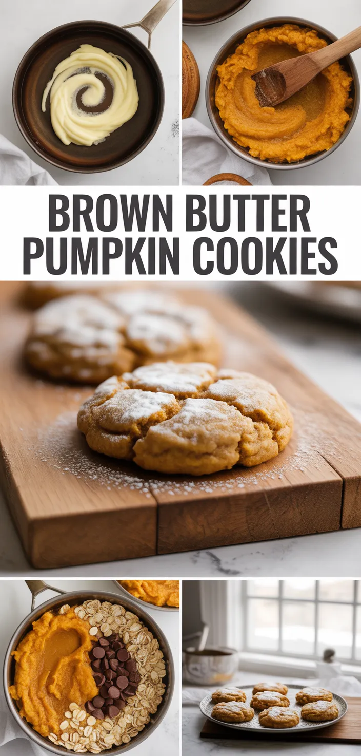 A photo of Brown Butter Pumpkin Oatmeal Chocolate Chip Cookies. Recipe