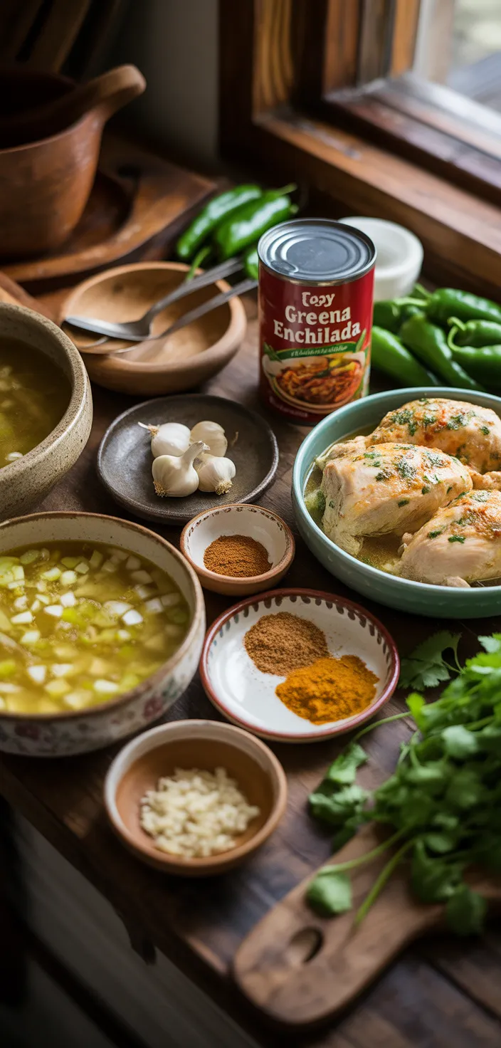 Ingredients photo for Easy Green Enchilada Chicken Soup Recipe