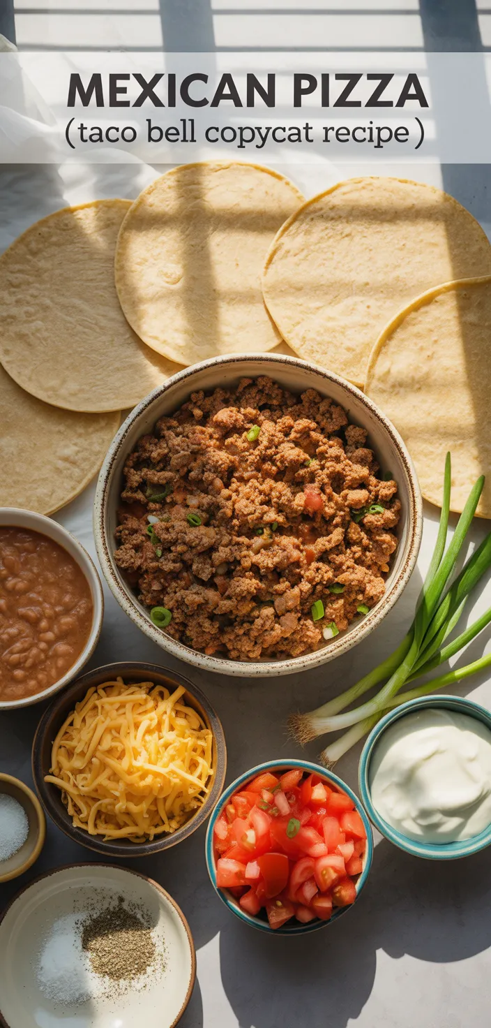 Ingredients photo for Mexican Pizza (Taco Bell Copycat Recipe)