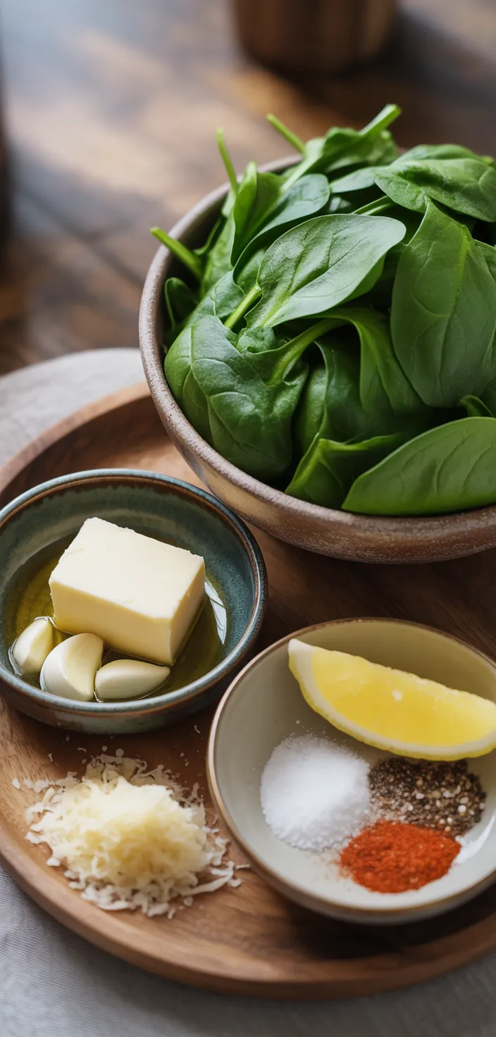 Ingredients photo for Simple And Flavorful Sautéed Baby Spinach Recipe