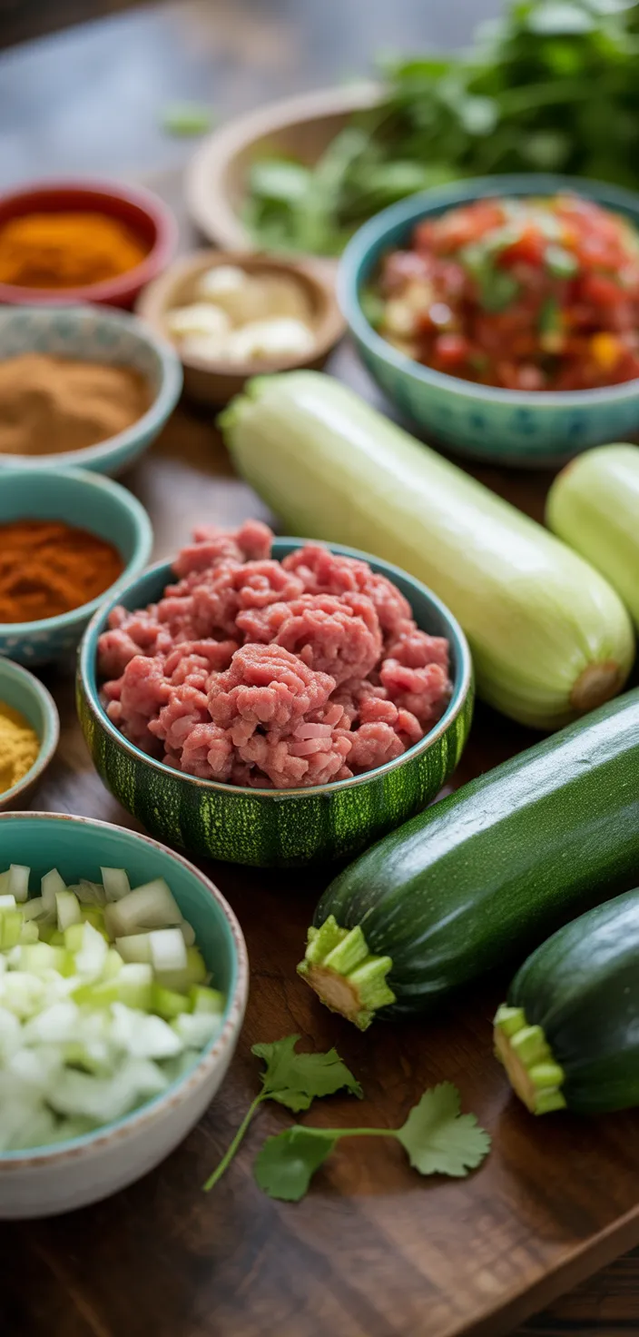 Ingredients photo for Taco Zucchini Boats Recipe