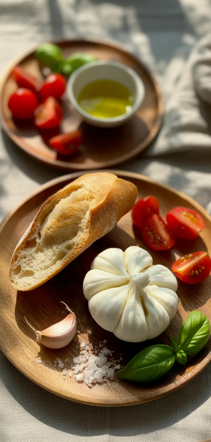 Ingredients photo for Burrata Bruschetta Recipe