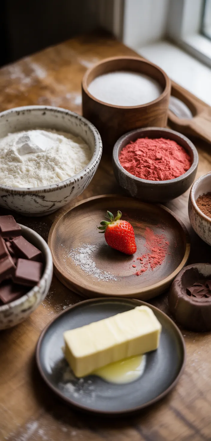 Ingredients photo for Chocolate Covered Strawberry Cookies Perfect For Your Sweetheart Recipe