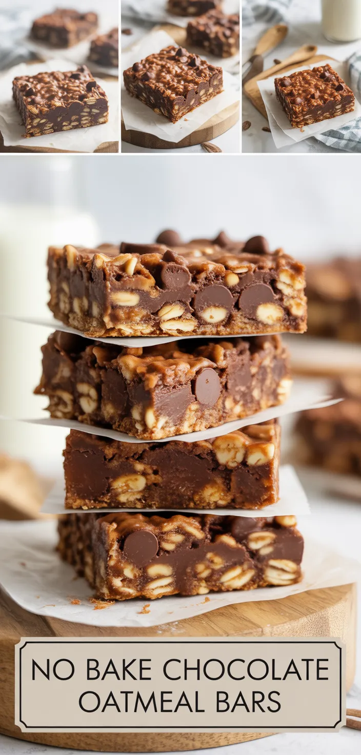 A photo of No Bake Chocolate Oatmeal Bars Recipe