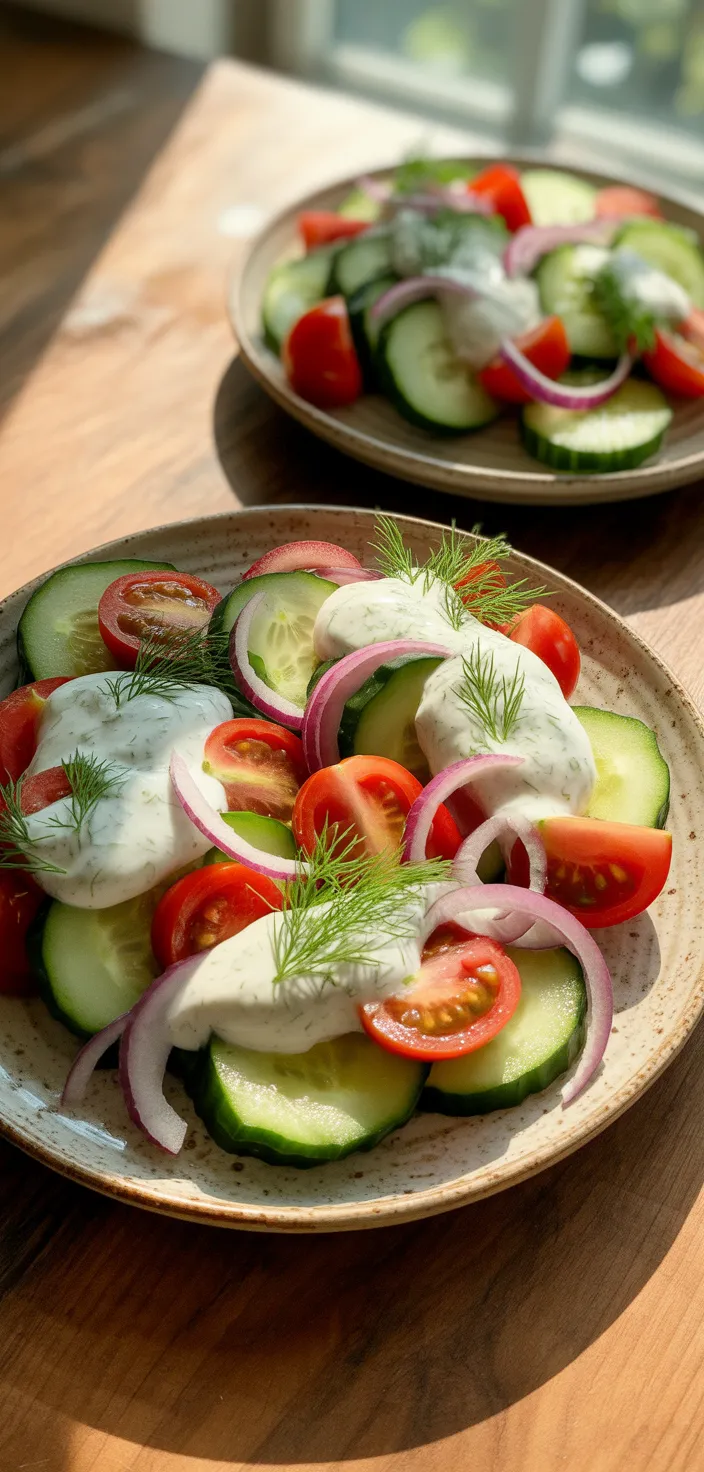 Ingredients photo for Creamy Cucumber Tomato Salad Recipe