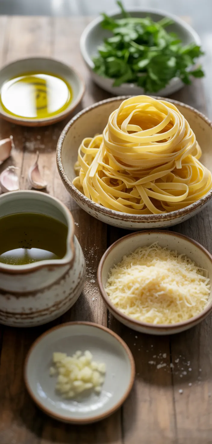 Ingredients photo for Garlic Parmesan Pasta Recipe