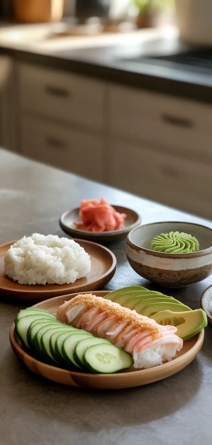 Ingredients photo for Homemade California Sushi Rolls Recipe
