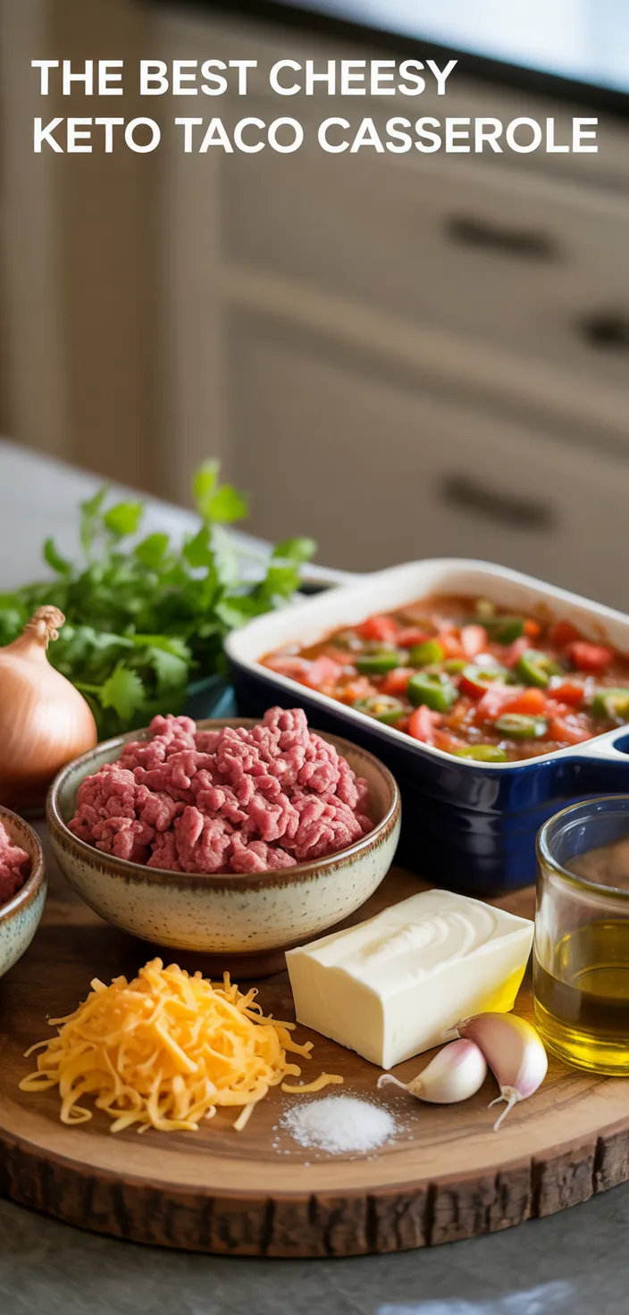 Ingredients photo for The Best Cheesy Keto Taco Casserole Recipe
