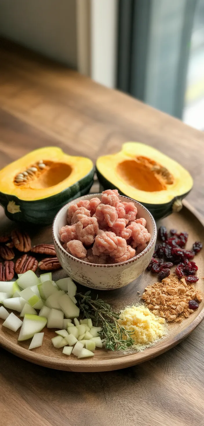 Ingredients photo for Turkey Stuffed Acorn Squash Recipe