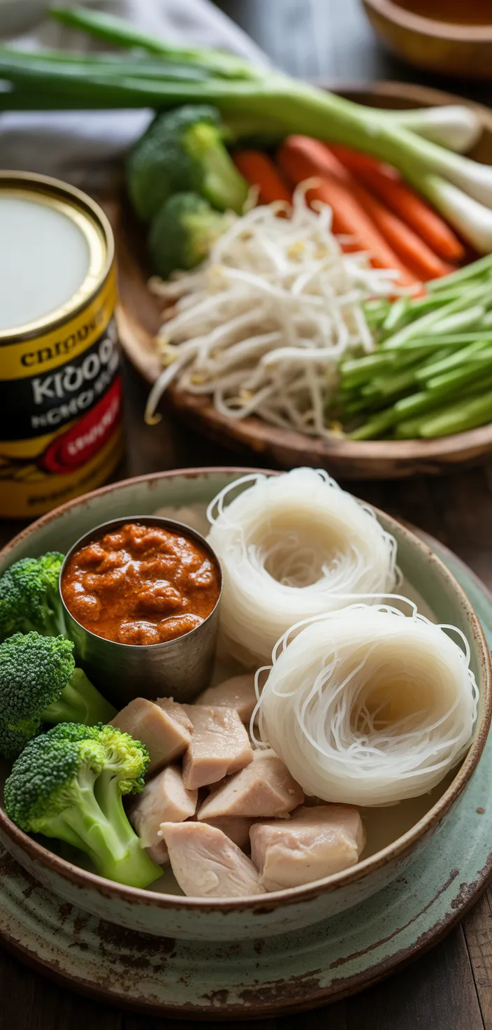 Ingredients photo for Coconut Curry Chicken And Rice Noodles Recipe