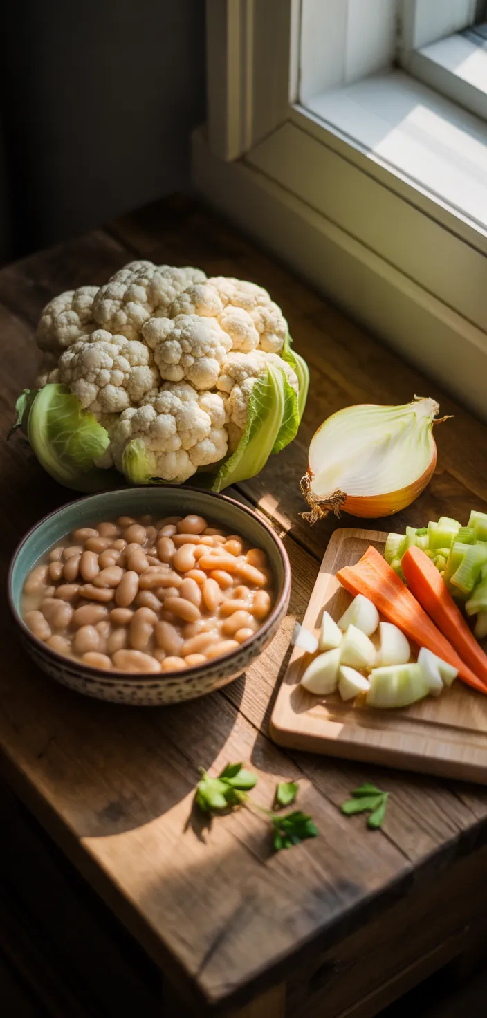 Ingredients photo for Creamy Cauliflower White Bean Soup Recipe