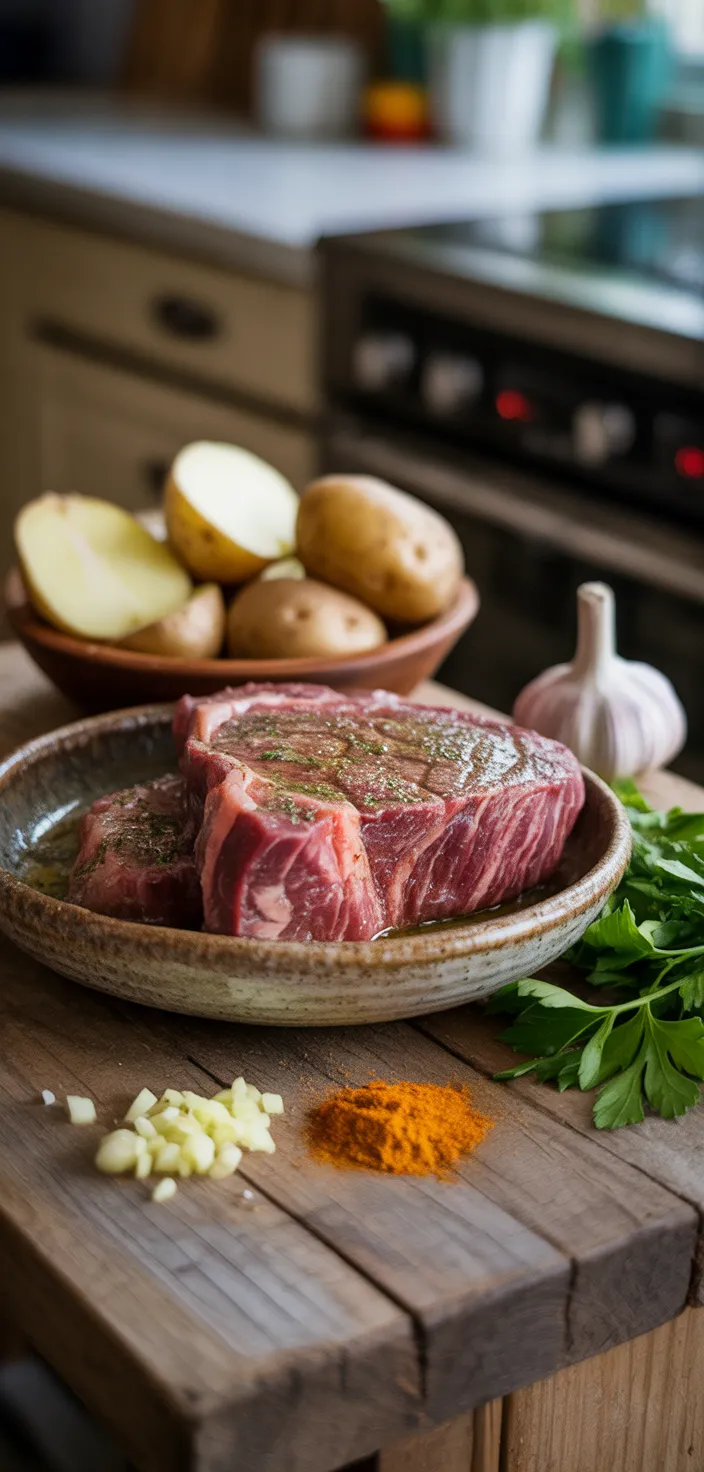 Ingredients photo for Garlic Butter Steak & Potato Foil Packs Recipe