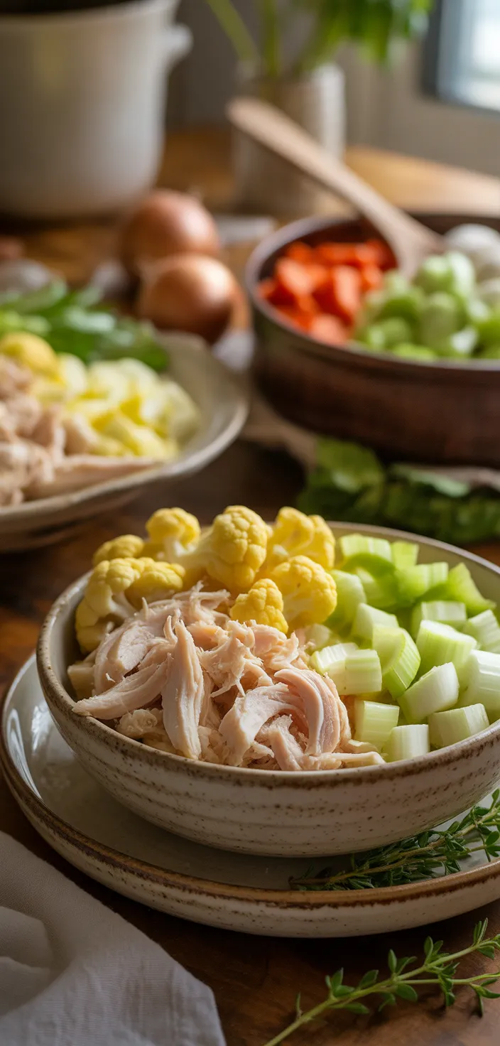 Ingredients photo for Keto Chicken Pot Pie Soup Recipe