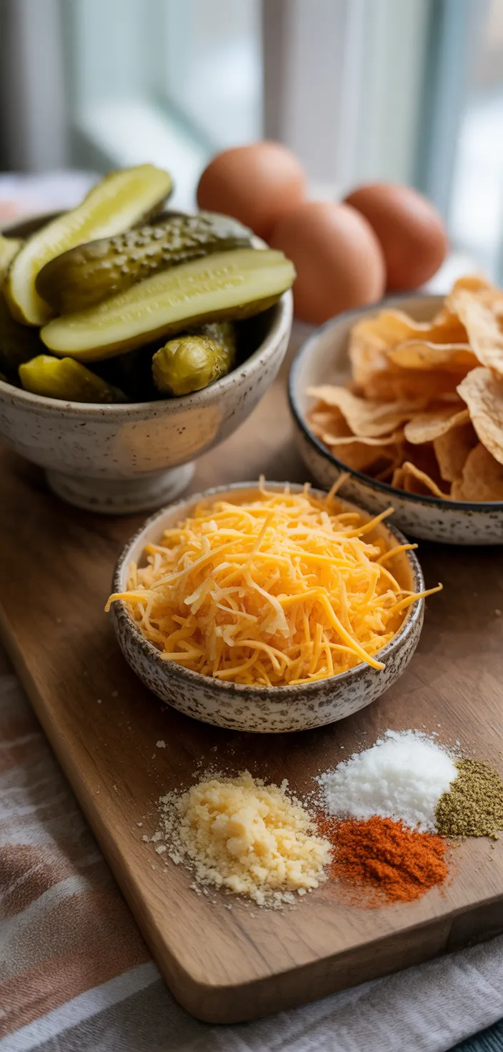 Ingredients photo for Crispy Cheesy Dill Pickle Chips Recipe